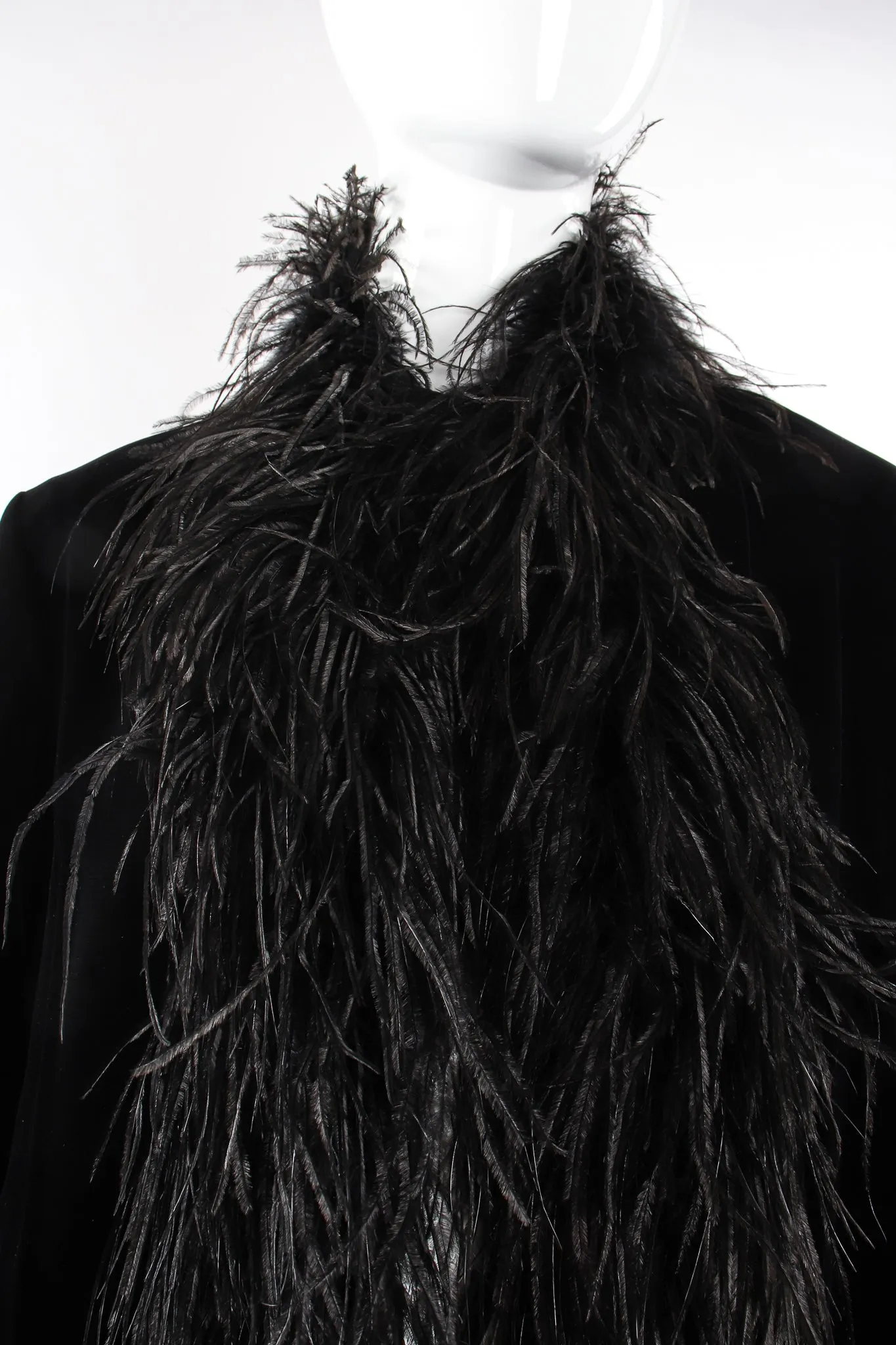 Velvet Ostrich Feather Trim Coat