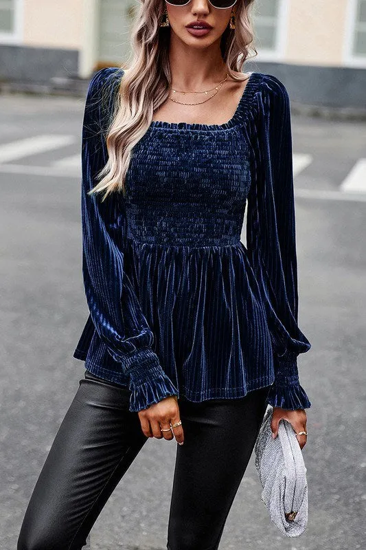 Velvet Peplum Top