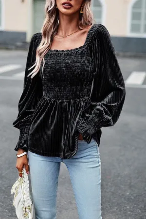 Velvet Peplum Top