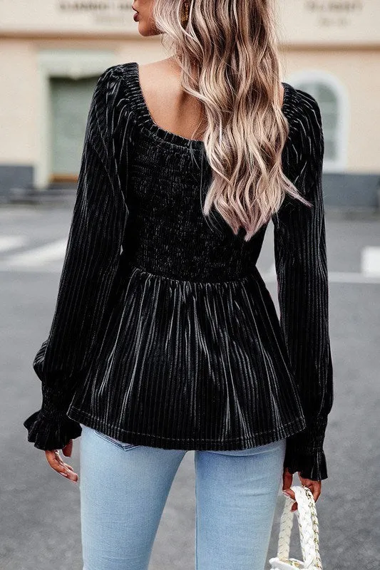 Velvet Peplum Top
