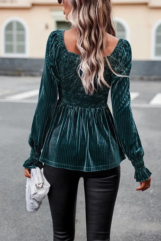 Velvet Peplum Top