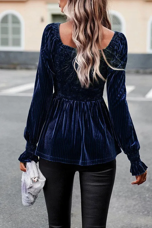Velvet Peplum Top