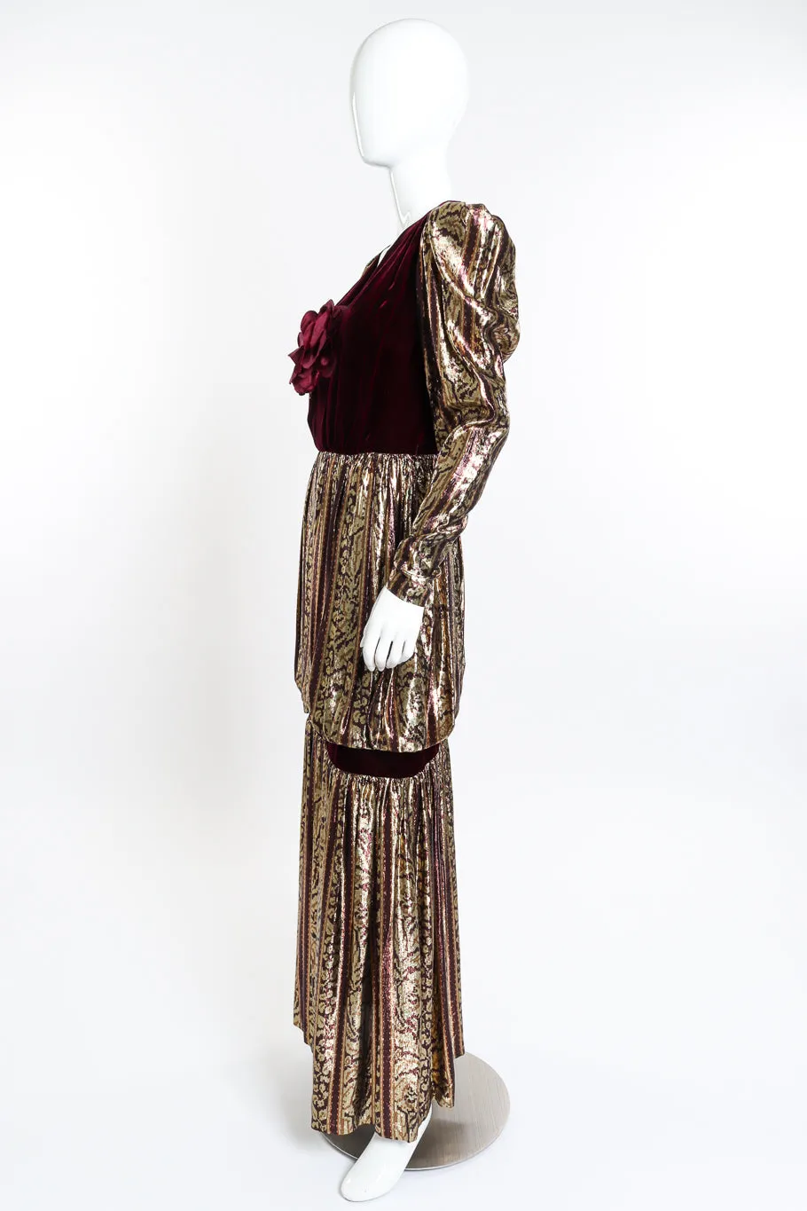Velvet Tiered Metallic Gown
