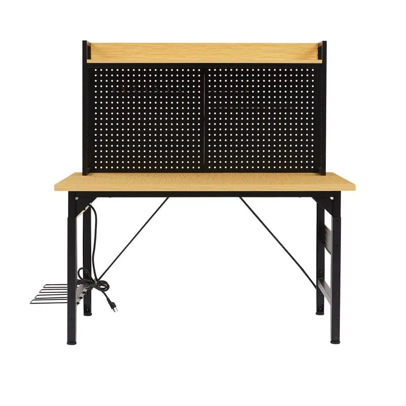 Versatile Rolling Workbench with Pegboard and Outlets