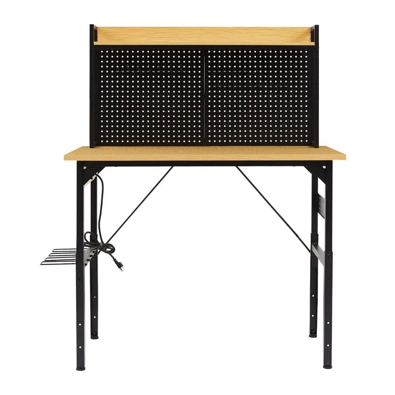 Versatile Rolling Workbench with Pegboard and Outlets