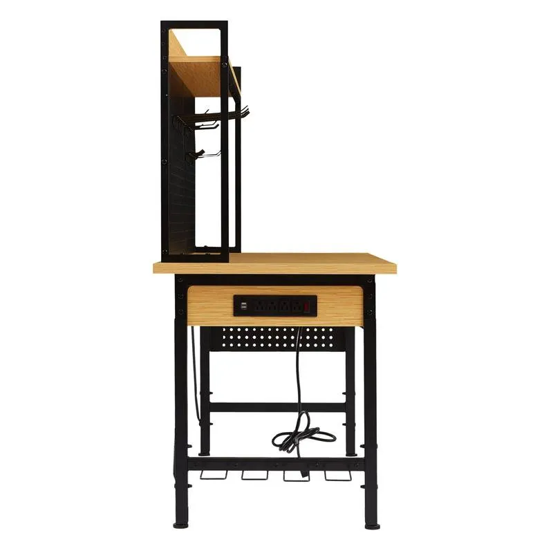 Versatile Rolling Workbench with Pegboard and Outlets