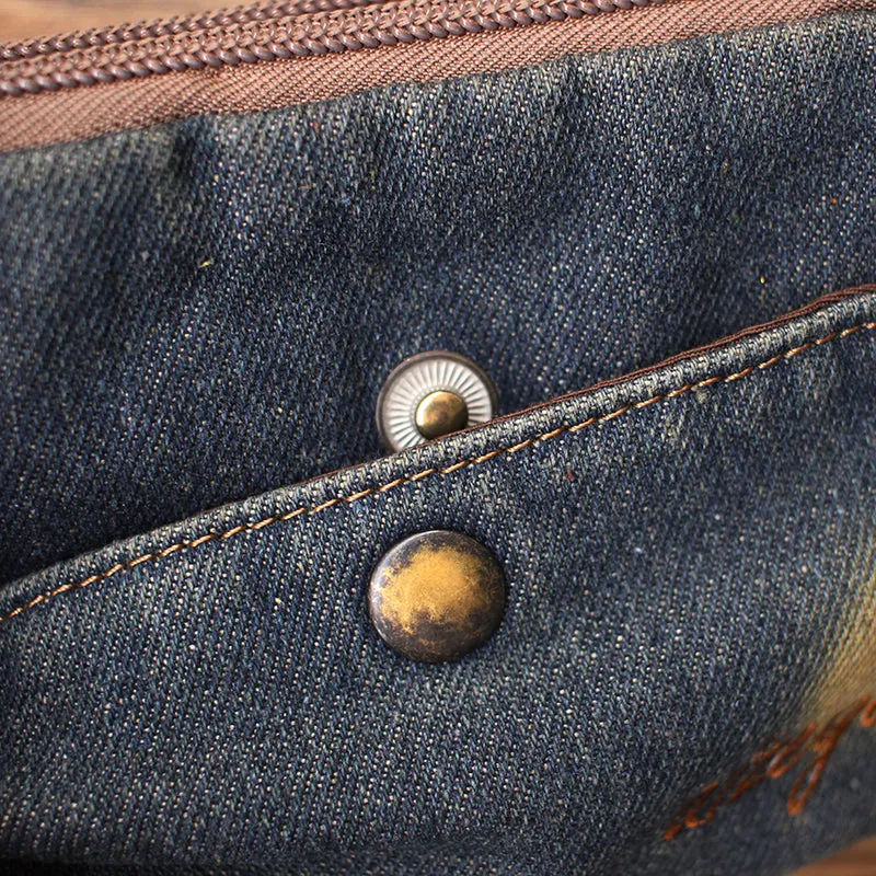 Vintage Womens Blue Denim Phone Shoulder Bag Denim Crossbody Purse for Women
