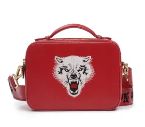 WOLF EMBROIDERED CROSSBODY BAG