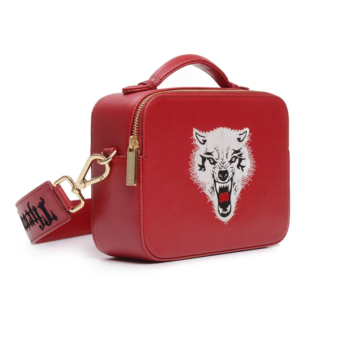 WOLF EMBROIDERED CROSSBODY BAG