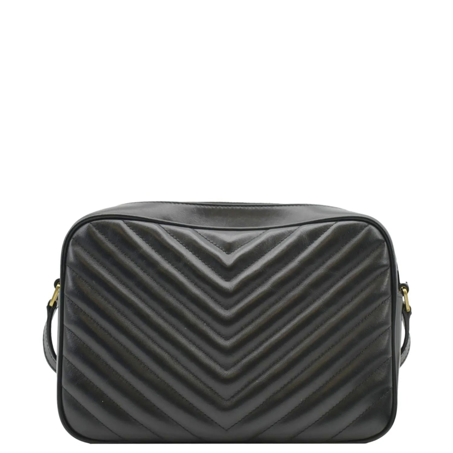 YVES SAINT LAURENT Lou Chevron Leather Camera Crossbody Bag Black