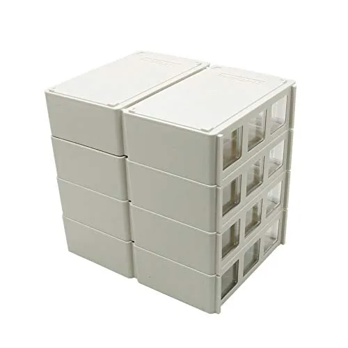 ZIIYAN Set of 12 Plastic Desktop Stackable Modular Craft Small Parts Hardware Drawers Organizer Containers Cabinet Storage Boxes with Compartments